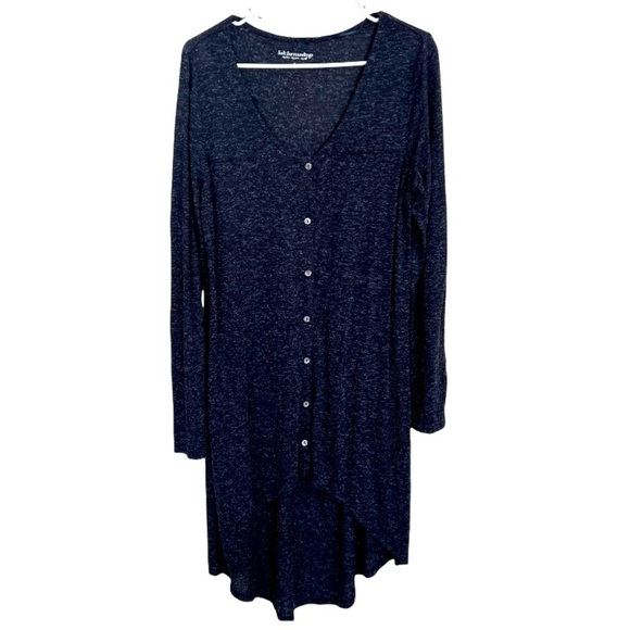 Soft Surroundings button front high low hem scoop neck tunic top navy - Picture 1 of 10